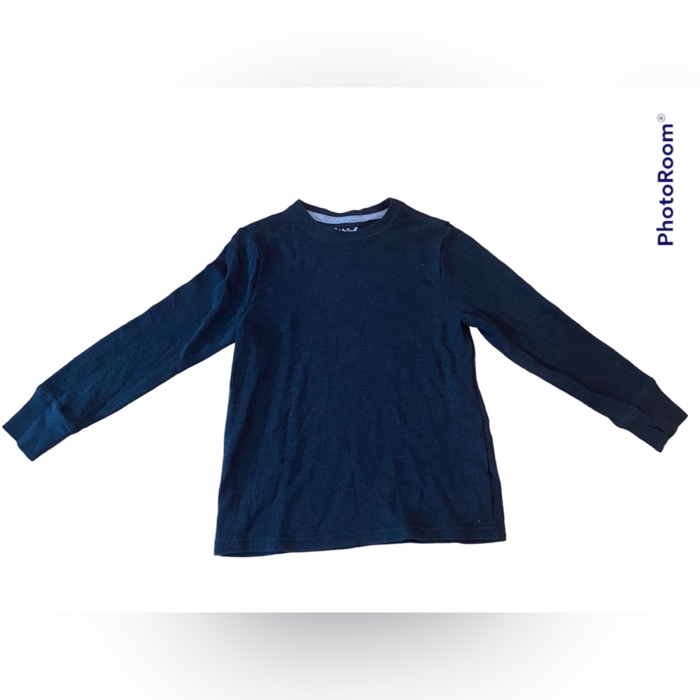Black waffle long sleeve boys shirt size 6-7